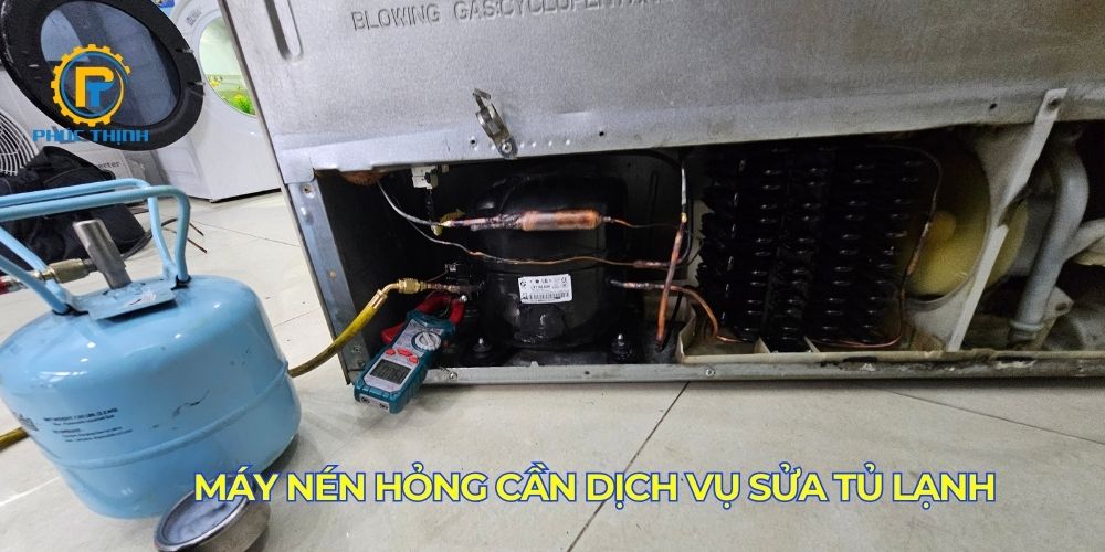 Máy nén bị hỏng cần dịch vụ sửa tủ lạnh bị ngập nước